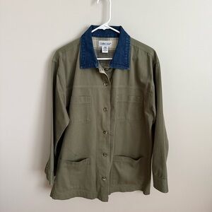 Vintage Cabin Creek Large Green Chore Jacket Plaid Lining VGUC